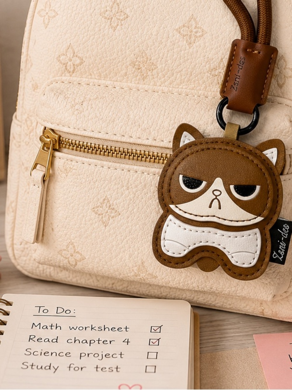Grumpy Cat Wristlet Keychain – Brown Faux Leather